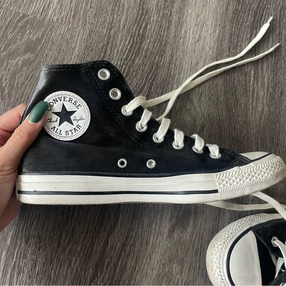 Velvet Black High-Top Converses - Picture 3 of 10